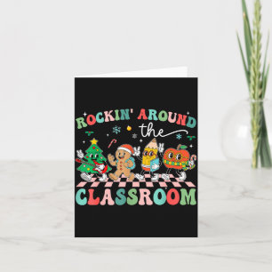 Retro Groovy Teacher Christmas Rockin' Around The  Card