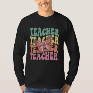 Retro Groovy Teacher Inspirational Colorful Back t T-Shirt