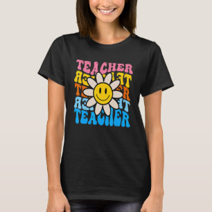 Retro Groovy Teacher Inspirational Colourful Back T-Shirt