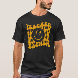 Retro Groovy Teacher Inspirational Colourful Back  T-Shirt