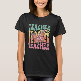 Retro Groovy Teacher Inspirational Colourful Back T-Shirt