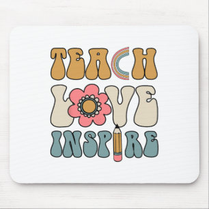 Retro Groovy Teacher Inspirational Happy Ck To Sch Mouse Pad