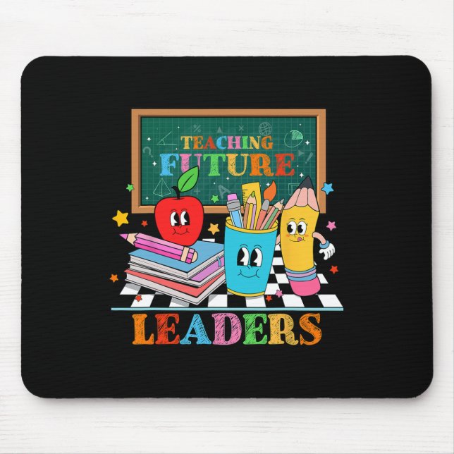 Retro Groovy Teaching Future Leaders Funny Back To Mouse Pad (Front)