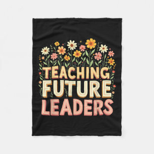 Retro Groovy Teaching Future Leaders Tees Flower P Fleece Blanket