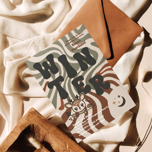 Retro Groovy Terracotta Winter Baby Shower Invitation