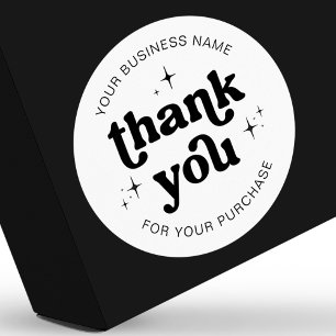 Retro Groovy Thank You For Order Business Label