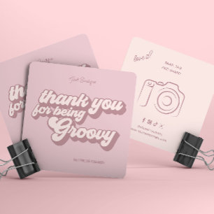 Retro Groovy Thank You Social Media  Square Business Card