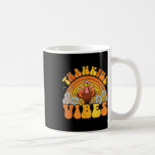 Retro Groovy Thankful Vibes Turkey Fall Autumn Tha Coffee Mug