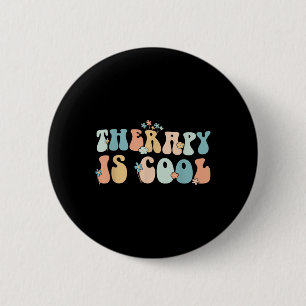 Retro Groovy Therapy Is Cool Mental Health S Aware 6 Cm Round Badge