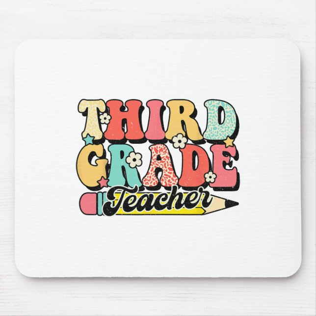 Retro Groovy Third Grade Teacher First Day 3rd Gra Mouse Pad (Front)