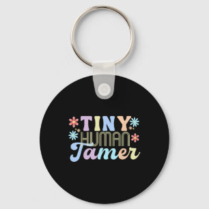 Retro Groovy Tiny Human Tamer School Apparel For T Key Ring