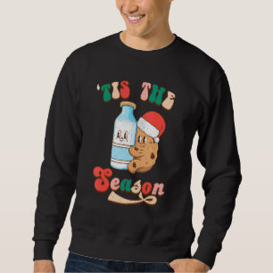Retro Groovy Tis The Season Cookie Milk Vintage Ch Sweatshirt