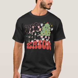Retro Groovy Tis The Season Cute Christmas Tree Fu T-Shirt