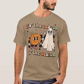 Retro Groovy Tis the Season Halloween Spooky Pumpk T-Shirt