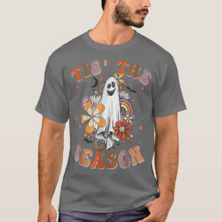 Retro Groovy Tis The Season Pumpkin Ghost Hippie H T-Shirt