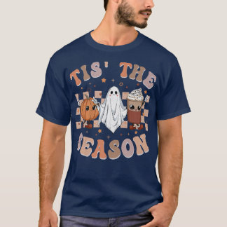 Retro Groovy Tis The Season Pumpkin Ghost Hippie H T-Shirt
