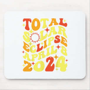 Retro Groovy Total Solar Eclipse April 08 2024  Mouse Pad