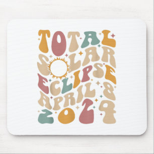 Retro Groovy Total Solar Eclipse April 08 2024 Mouse Pad