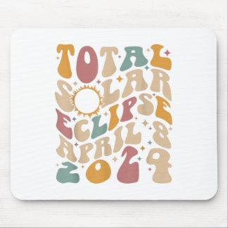 Retro Groovy Total Solar Eclipse April 08 2024  Mouse Pad