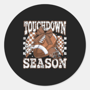 Retro Groovy Touchdown Season Football Game Day Classic Round Sticker
