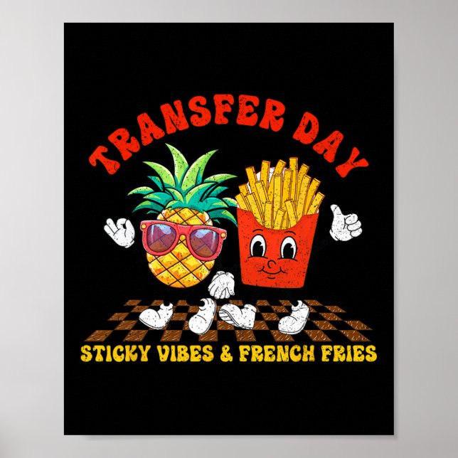 Retro Groovy Transfer Day Sticky Vibes Ivf Couple  Poster (Front)