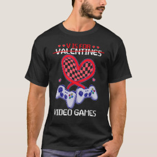 Retro groovy V Is For Video Games Valentines Day G T-Shirt