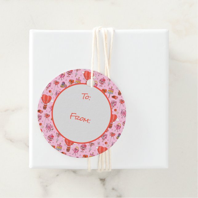 Retro Groovy Valentine Cartoons Favour Tags (In Situ)