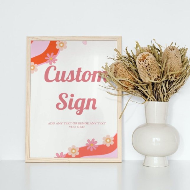 Retro Groovy  valentine heart Custom party sign (Creator Uploaded)