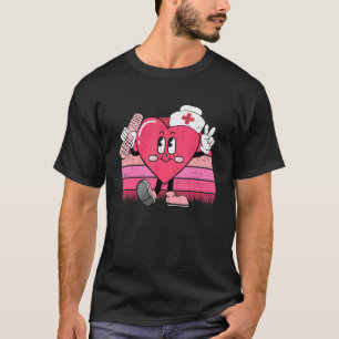 Retro Groovy Valentine's Day Cute Heart Womens Nur T-Shirt