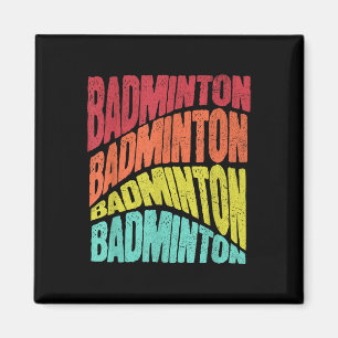 Retro Groovy Vibe Badminton Sports Team  Magnet