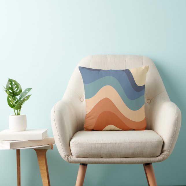 Retro Groovy Wave Pattern  Cushion (Chair)