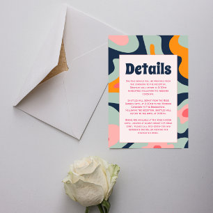Retro Groovy Waves Colourful Wedding Enclosure Card