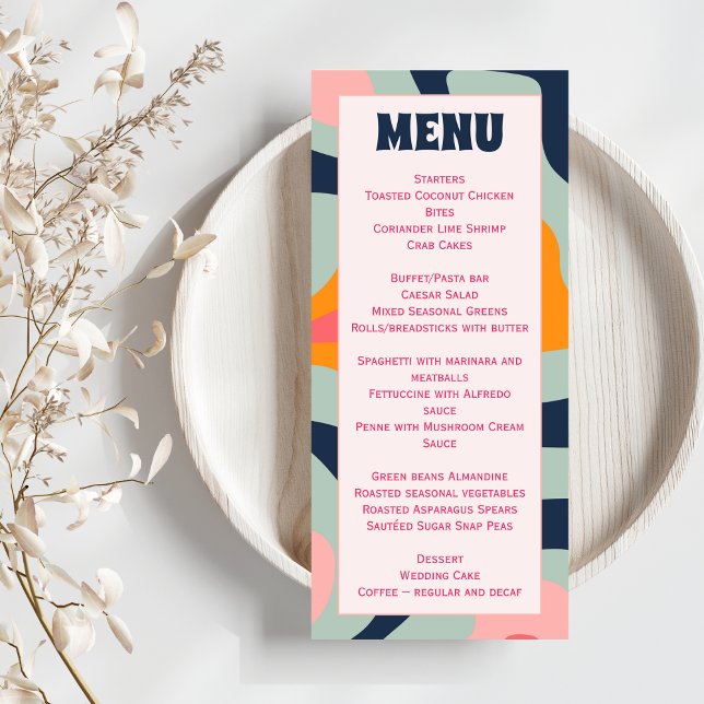 Retro Groovy Waves Colourful Wedding Menu (Creator Uploaded)