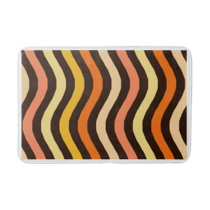 Retro Groovy Waves Seamless Pattern Bath Mat