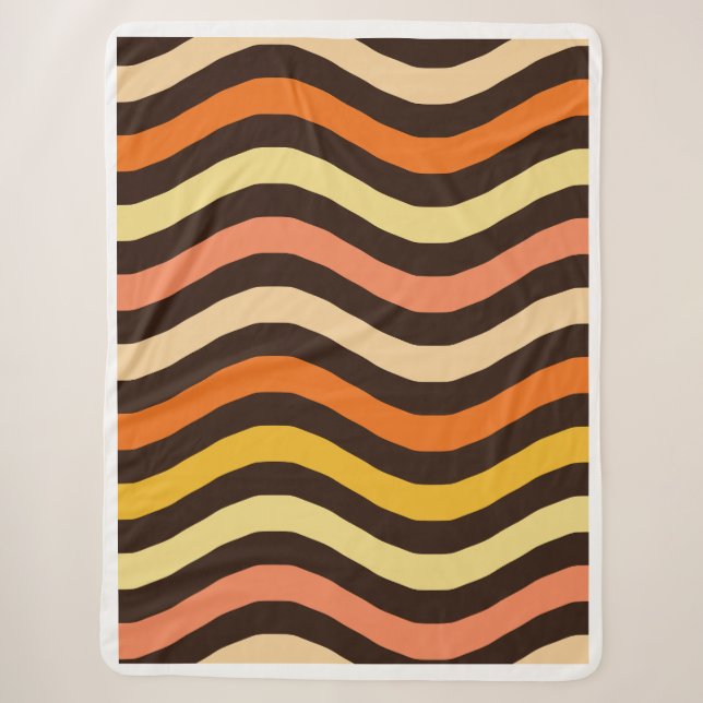 Retro Groovy Waves Seamless Pattern Sherpa Blanket (Front)