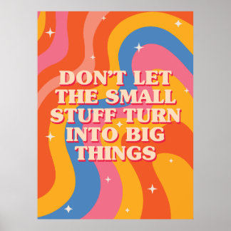 Retro Groovy Waves With Mindfulness Mantra Poster