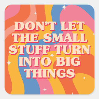 Retro Groovy Waves With Mindfulness Mantra Square Sticker