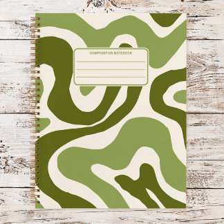 Retro Groovy Wavy Liquid Swirl Pattern Composition Notebook