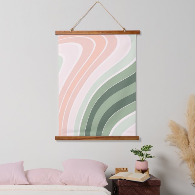 Retro Groovy Wavy Pattern Hanging Tapestry (Bedroom)