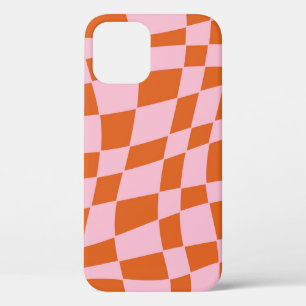 Retro Groovy Wavy Psychedelic Chequerboard Check Y iPhone 12 Case