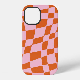 Retro Groovy Wavy Psychedelic Chequerboard Check Y iPhone 12 Case