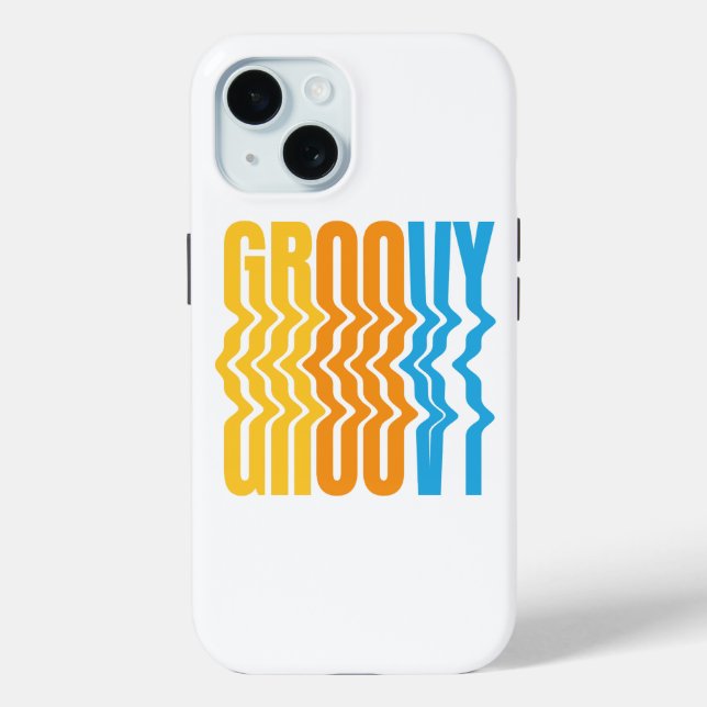 Retro Groovy Wavy Text iphone 15 case (Back)