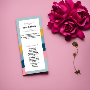Retro Groovy Wedding Program - A Colourful Journey Programme