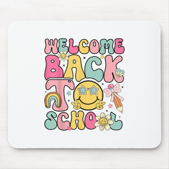 Retro Groovy Welcome Back To School Teacher Apprec Mouse Pad (Front)