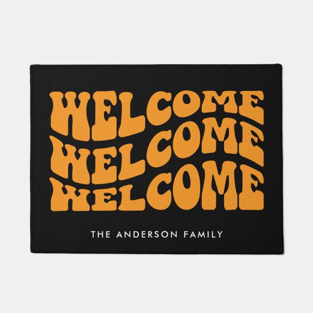 Retro Groovy Welcome  Doormat (Front)