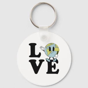 Retro Groovy World Love Earth Day Environmental  Key Ring