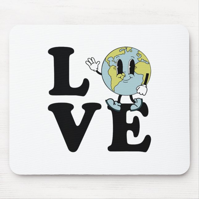 Retro Groovy World Love Earth Day Environmental  Mouse Pad (Front)