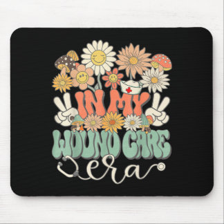 Retro Groovy Wound Care Vibes Nurse Floral Hippie Mouse Pad