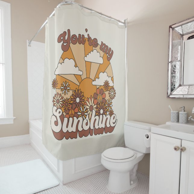 Retro Groovy | You're my Sunshine Shower Curtain (In Situ)