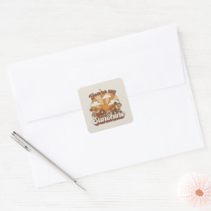 Retro Groovy   You're my Sunshine Square Sticker